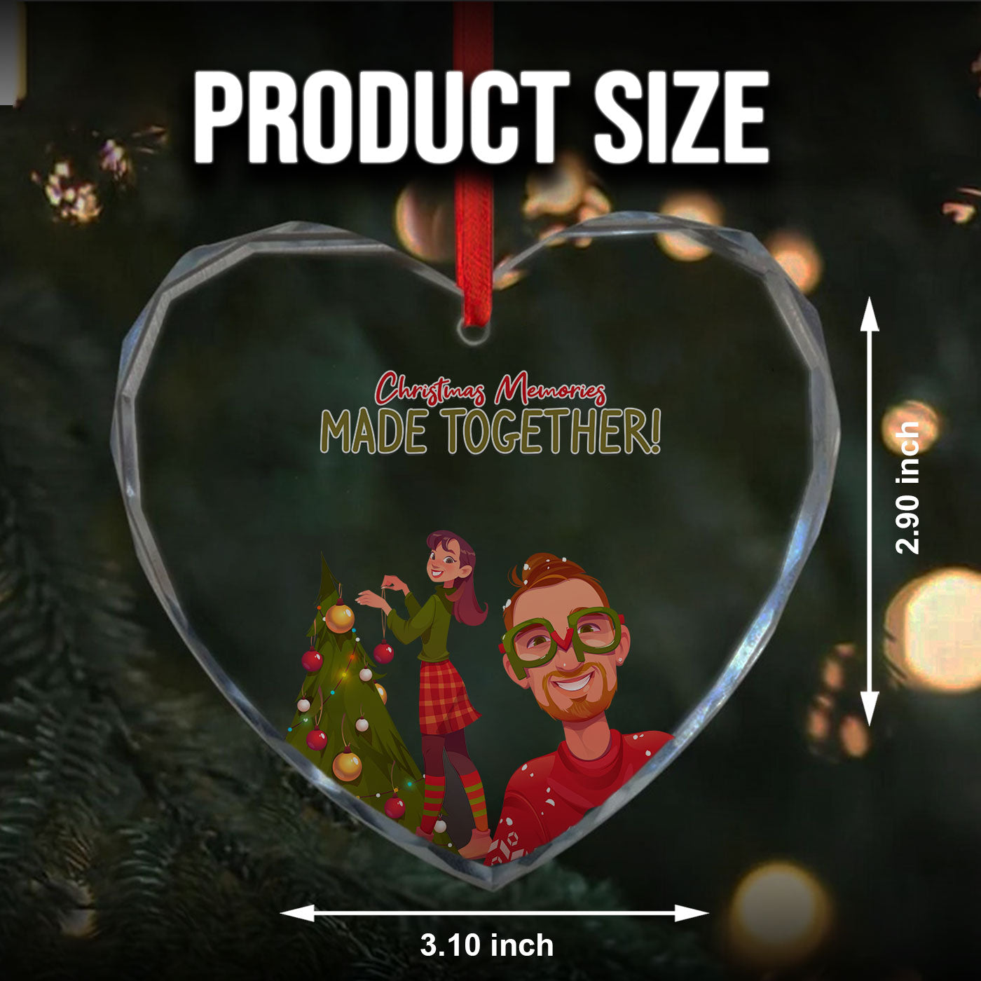 Christmas Memories Made Together | Festive Couple | Glass Ornament